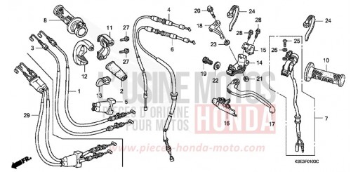 LEVIER DE GUIDON/COMMUTATEUR/CABLE CRF150R9 de 2009